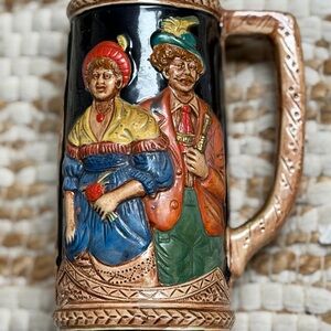 Vintage ceramic beer stein / hand painted